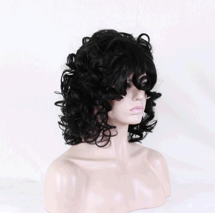 Wig Girl Curly Hair High Temperature Silk Small Curly Black Head Cover Wigs