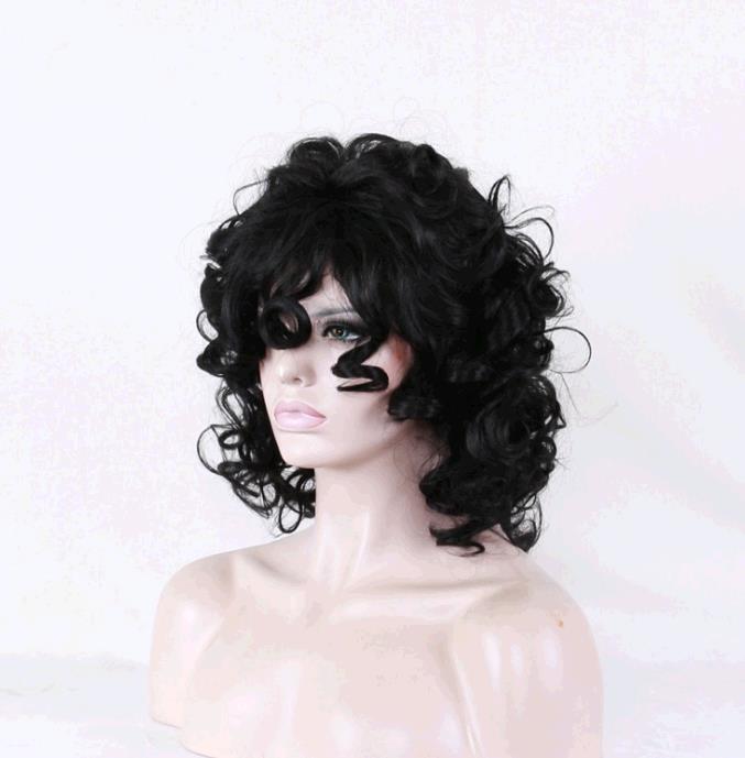Wig Girl Curly Hair High Temperature Silk Small Curly Black Head Cover Wigs