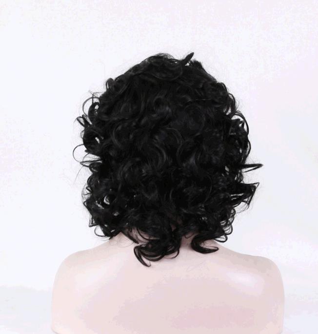 Wig Girl Curly Hair High Temperature Silk Small Curly Black Head Cover Wigs