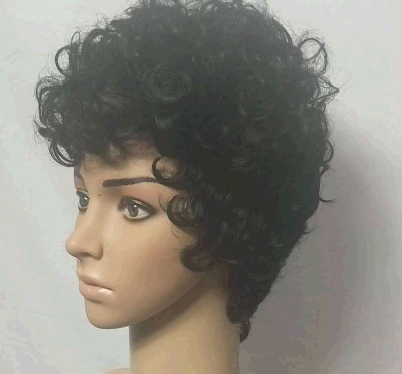 Ladies black Wig Small Curly Wig Cover Fashion Style Short Wigs