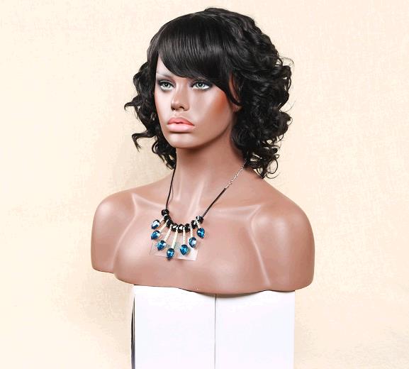 Wig Female Black Curly Large Wave Wig Cover Short Curly Wigs Make Up Party  Wig