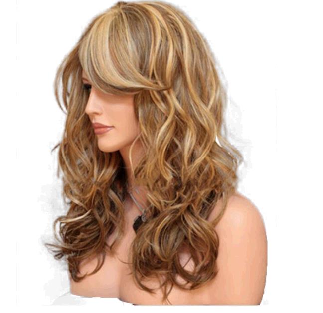 Wig Woman Medium and Long Curly Hair High Temperature Resistant Head Cover Wigs