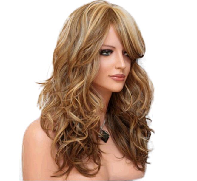 Wig Woman Medium and Long Curly Hair High Temperature Resistant Head Cover Wigs
