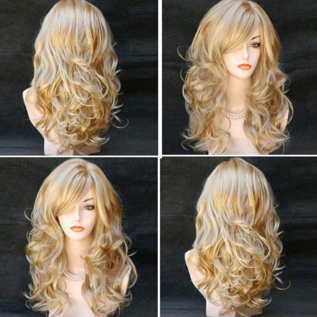 Wig Woman Medium and Long Curly Hair High Temperature Resistant Head Cover Wigs