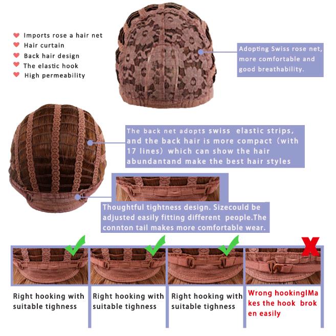 Fashionable women brown wigs sloping bangs fluffy short curly hair covers wig