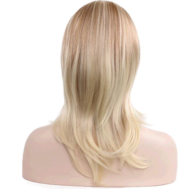 Fashion Golden Medium Long Hair Wig Lady Party Head Cover Wigs