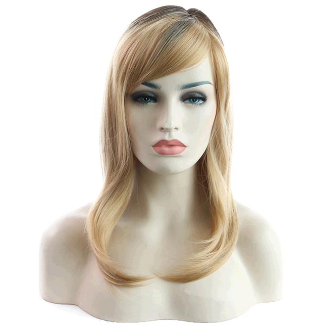 Wig Fashion Ladies Slant Liuhai Medium Long Hair Golden Headset Wigs