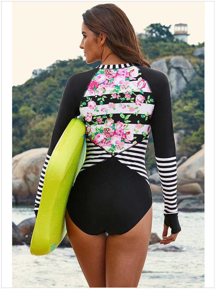 New Surfing Swimwear Long Sleeve Jellyfish Snorkeling Suit Printe One Piece Triangle Swimming Suit