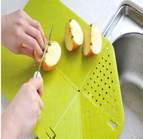 2 in 1 Kitchen chop bend wash Portable Folding Vegetable Cutting Board Drainage