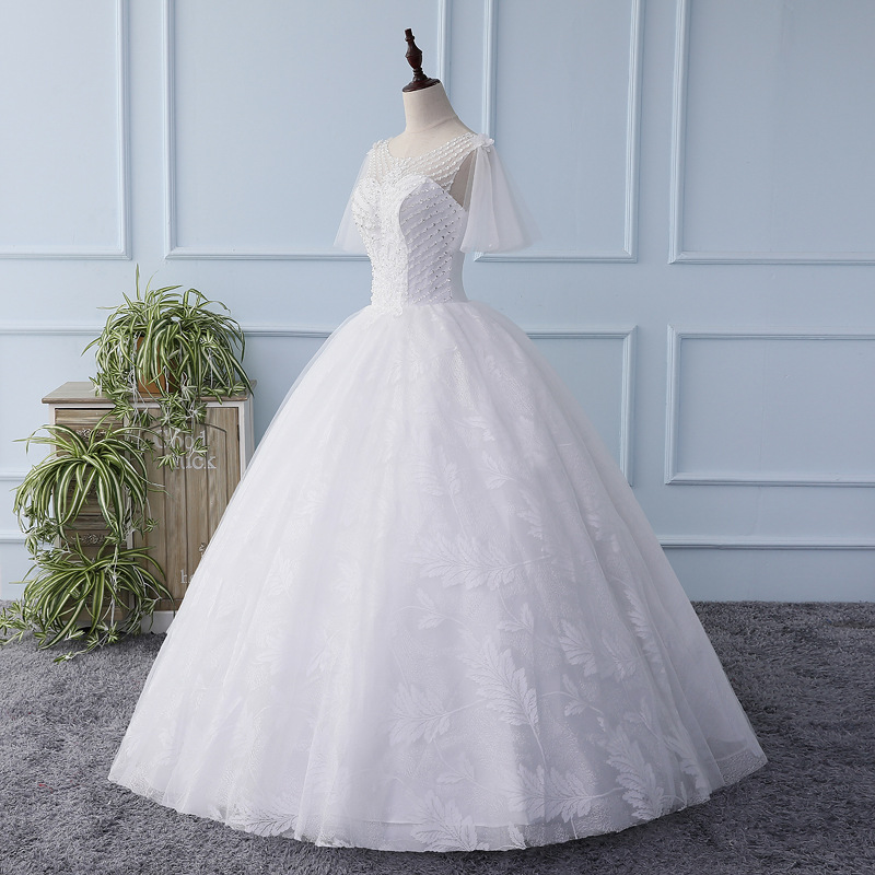 Wedding dress new Korean version fashion lace o neck long sleeve slimming maxi wedding dress