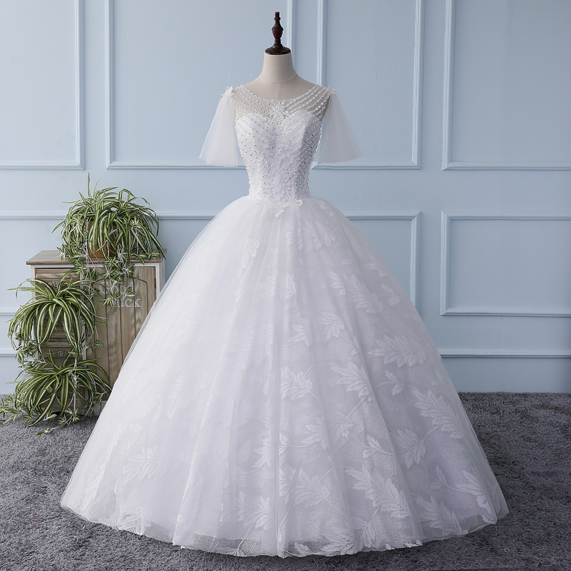 Wedding dress new Korean version fashion lace o neck long sleeve slimming maxi wedding dress