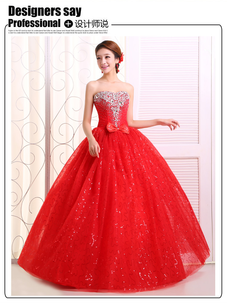 Autumn new big red plaid bride strapless wedding dress large size fluffy maxi wedding dress