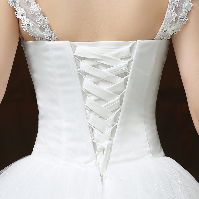 New Korean skinny v neck sleeveless shoulder one-word shoulder bride wedding dress