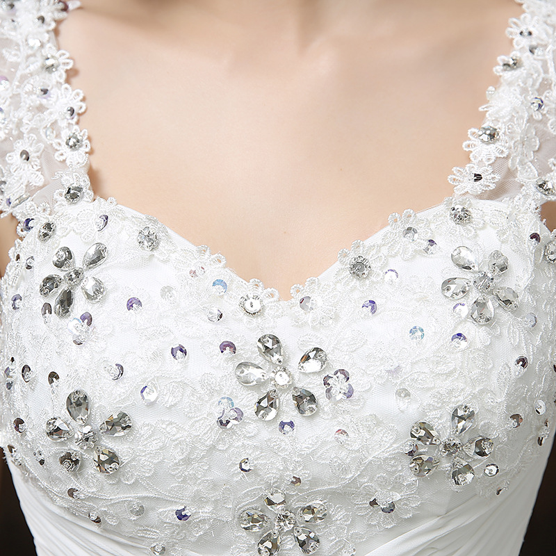 New Korean skinny v neck sleeveless shoulder one-word shoulder bride wedding dress