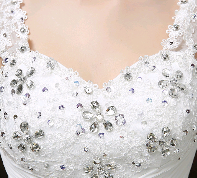 New Korean skinny v neck sleeveless shoulder one-word shoulder bride wedding dress