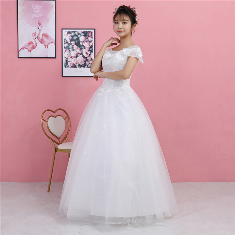 Wedding dress style wedding dress o neck gauze embroideredtrimmed wedding dress