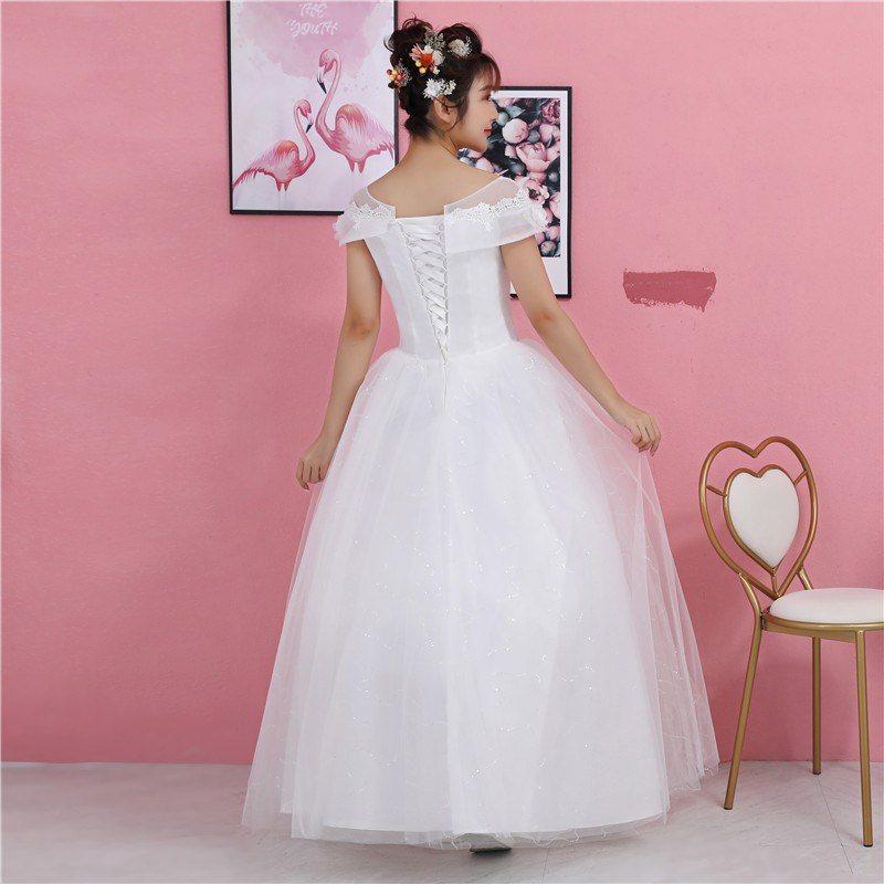 Wedding dress style wedding dress o neck gauze embroideredtrimmed wedding dress