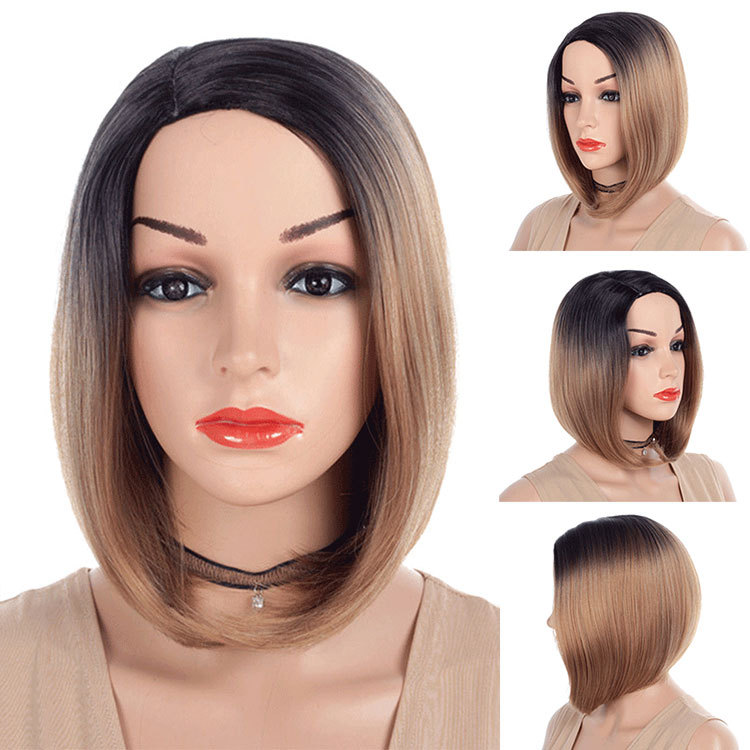 Wig Ladies Gradual fashion straight Wig Head Cover wigs
