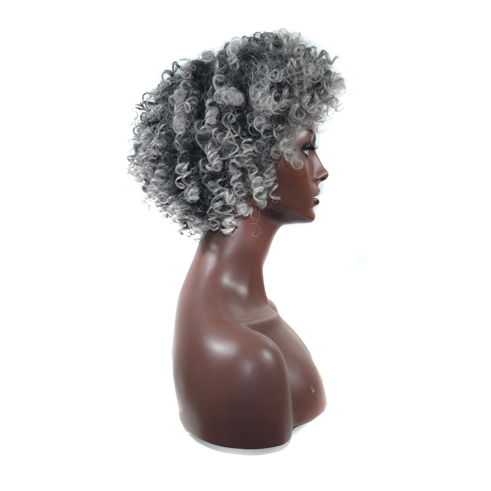 Wig Black granny grey hooded black short hooded fluffy explosion head short hair curly wigs