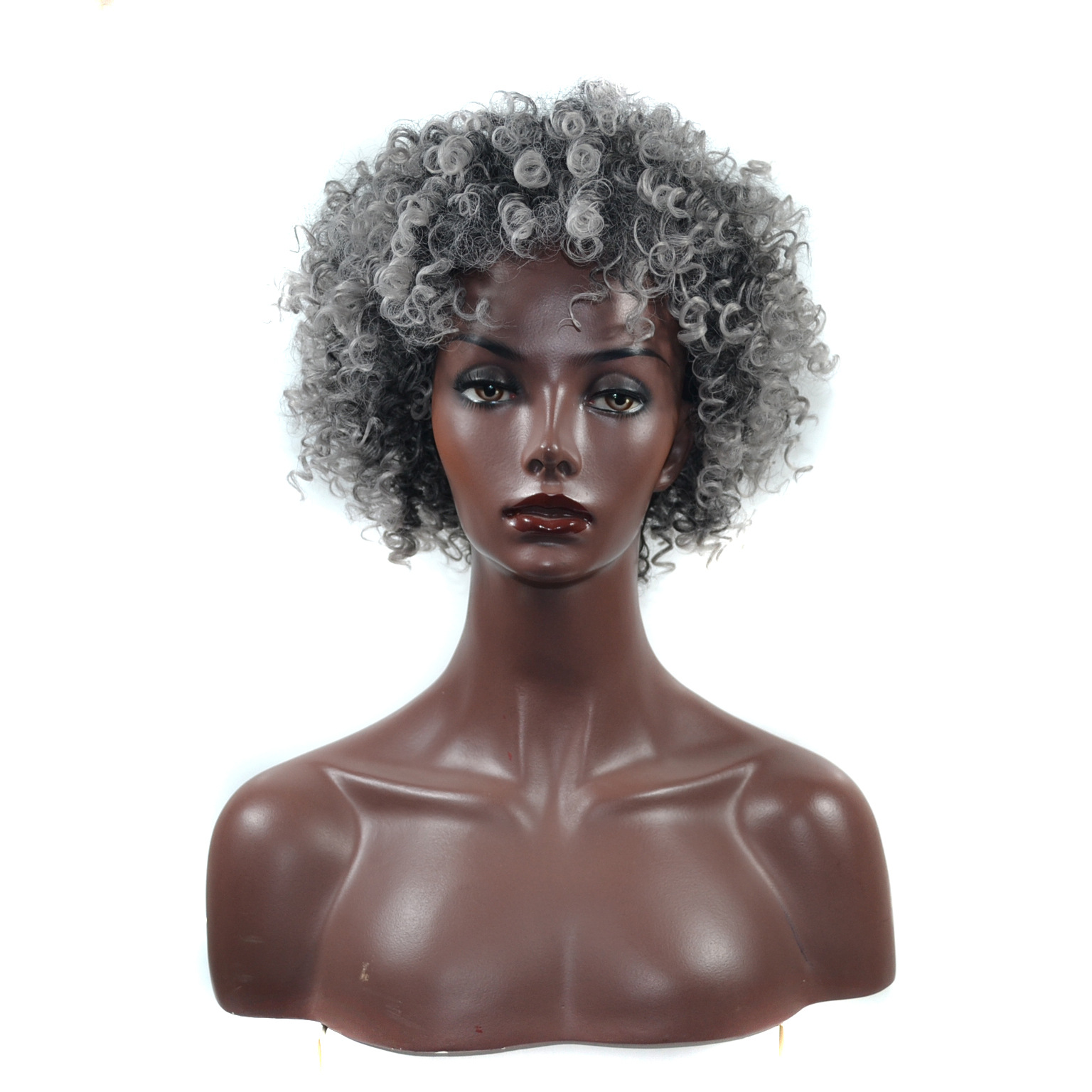 Wig Black granny grey hooded black short hooded fluffy explosion head short hair curly wigs