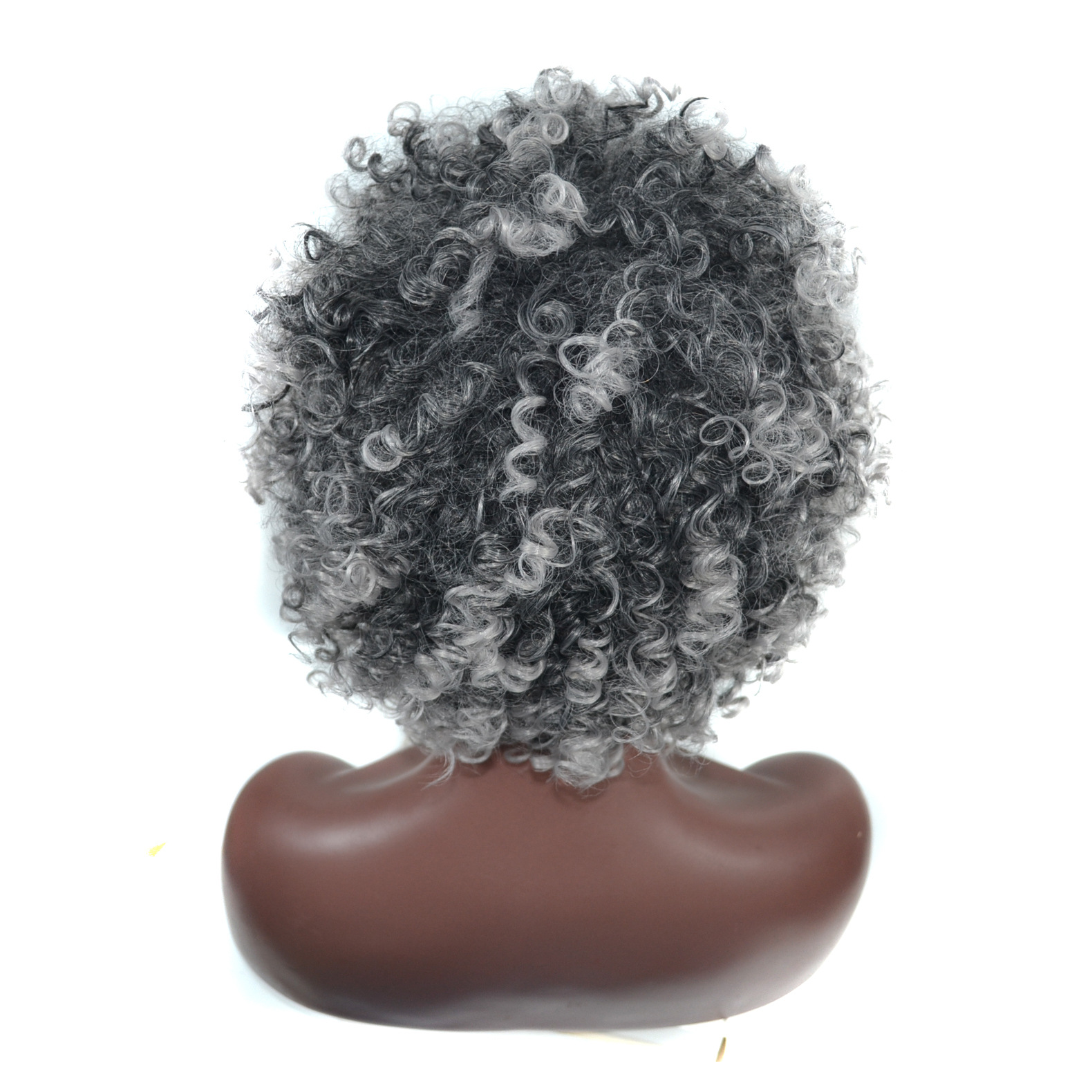 Wig Black granny grey hooded black short hooded fluffy explosion head short hair curly wigs