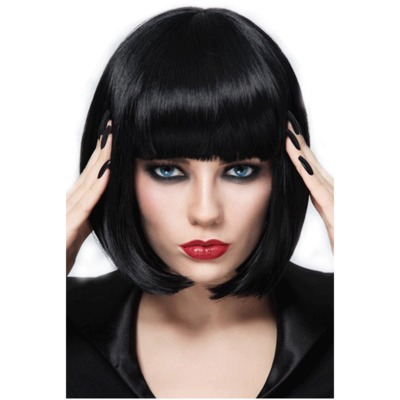women Short Bangs Wig Short Hair Bow Head Cover lady fashion make up straight wigs
