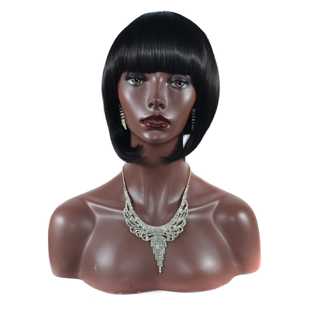 women Short Bangs Wig Short Hair Bow Head Cover lady fashion make up straight wigs