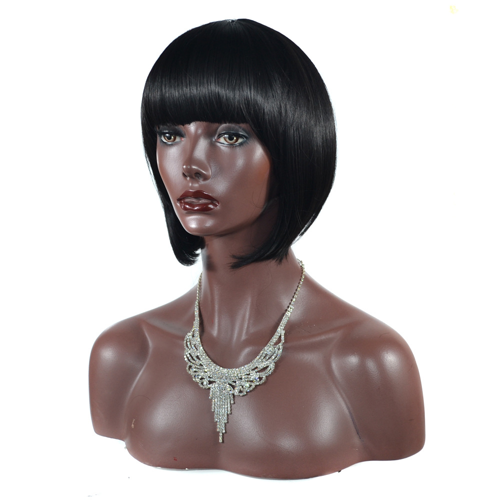 women Short Bangs Wig Short Hair Bow Head Cover lady fashion make up straight wigs
