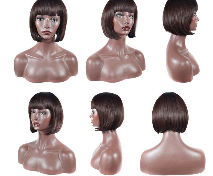 women Short Bangs Wig Short Hair Bow Head Cover lady fashion make up straight wigs