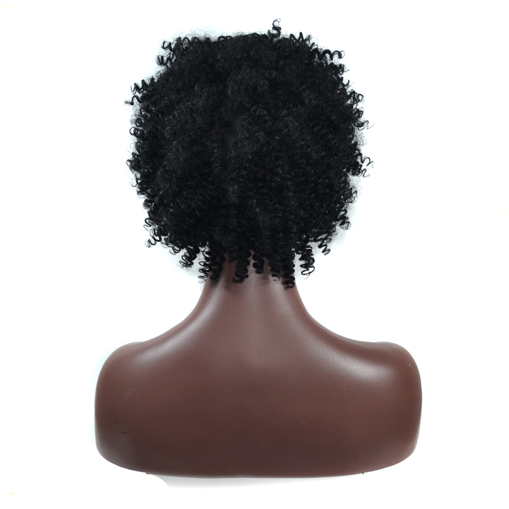 Black Short-style Small Screw LOSE Roll Head Fluffy Explosive shirt curly WigAfrican Small Roll wigs