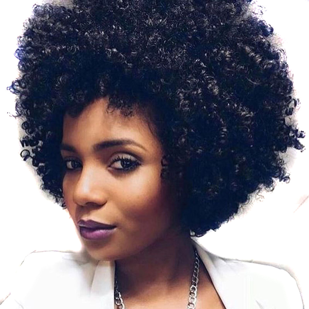 Black Short-style Small Screw LOSE Roll Head Fluffy Explosive shirt curly WigAfrican Small Roll wigs