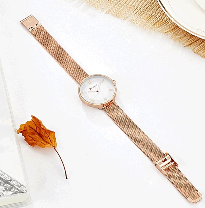 CURREN Women Watches With Steel Band Quartz Roman Scale Waterproof Watch