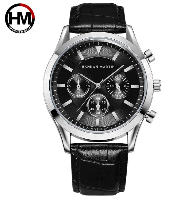 Hannah Martin Fashion Lady's Watch Wrist Leather Band Quartz Watch Wrist Movement Red Black Dial