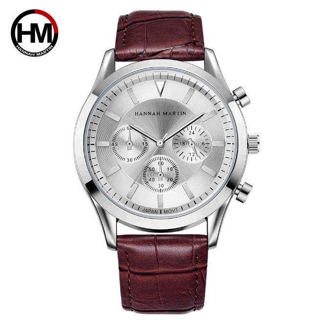 Hannah Martin Fashion Lady's Watch Wrist Leather Band Quartz Watch Wrist Movement Red Black Dial