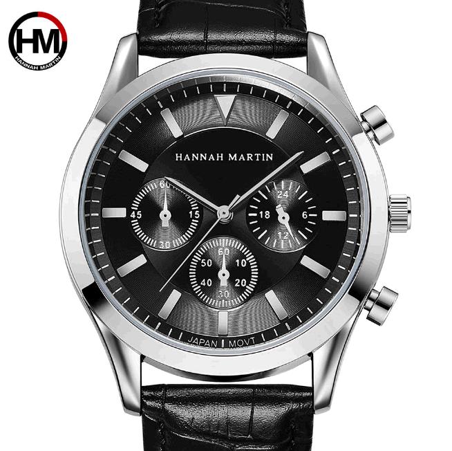 Hannah Martin Fashion Lady's Watch Wrist Leather Band Quartz Watch Wrist Movement Red Black Dial