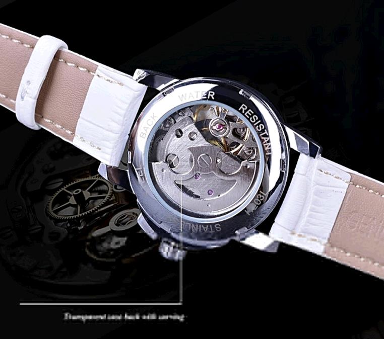 Winner Ladies Diamond Display Women Luxury Skeleton Transparent Case Automatic Mechanical Watches