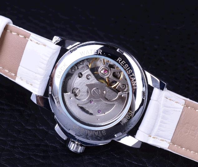 Winner Ladies Diamond Display Women Luxury Skeleton Transparent Case Automatic Mechanical Watches