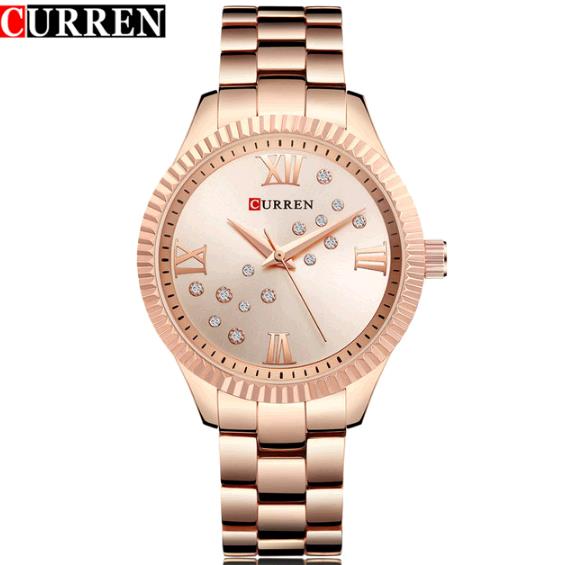 Fashion Curren Women Quartz Watch Crystal Dial Female Wristwatch