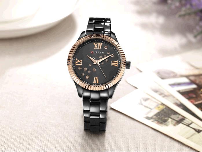 Fashion Curren Women Quartz Watch Crystal Dial Female Wristwatch