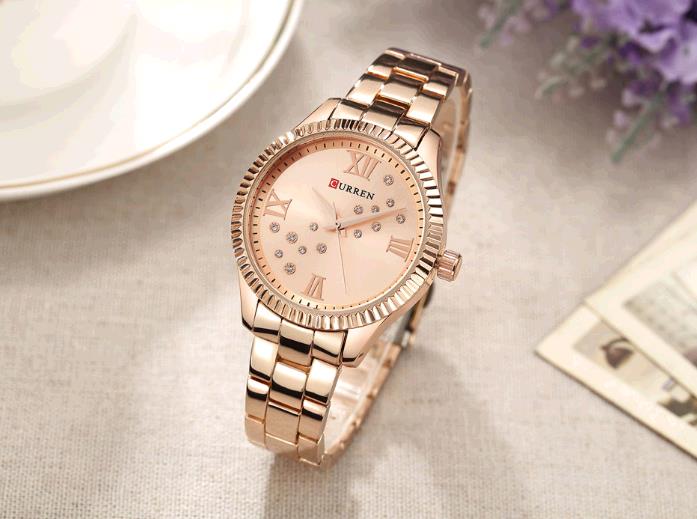 Fashion Curren Women Quartz Watch Crystal Dial Female Wristwatch
