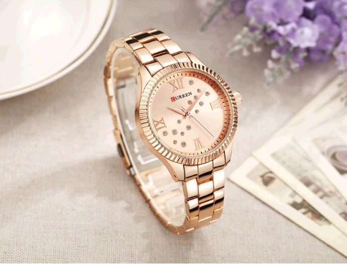 Fashion Curren Women Quartz Watch Crystal Dial Female Wristwatch