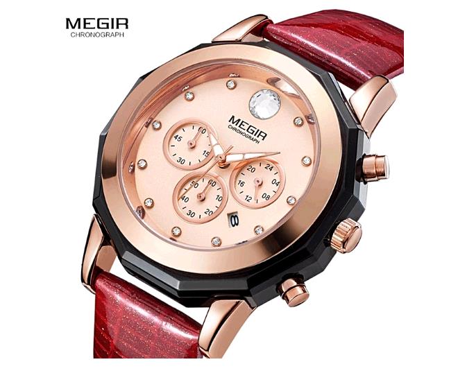 New MEGIR Women Watches Fashion Luminous Leather Quartz