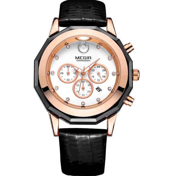 New MEGIR Women Watches Fashion Luminous Leather Quartz