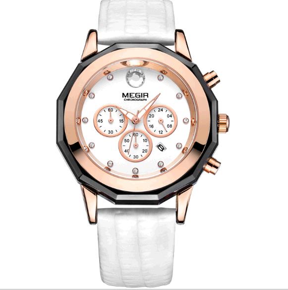New MEGIR Women Watches Fashion Luminous Leather Quartz