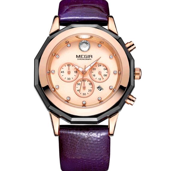 New MEGIR Women Watches Fashion Luminous Leather Quartz