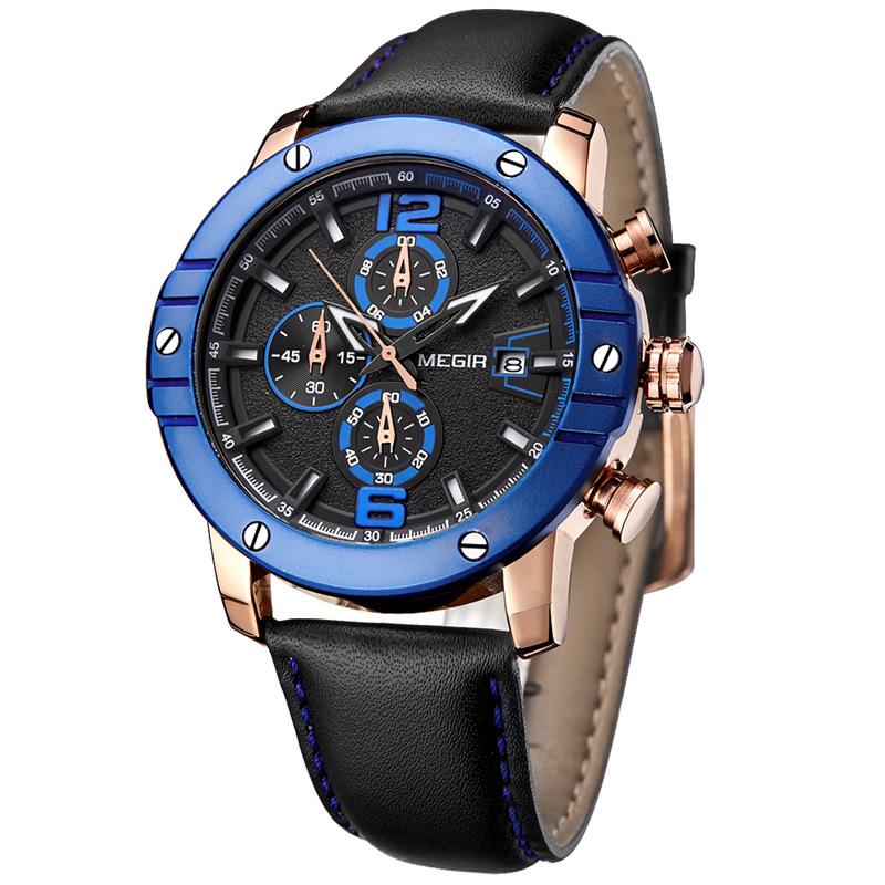 MEGIR Men's Watches Multifunctional Timing Waterproof Calendar Men's Quartz Watches