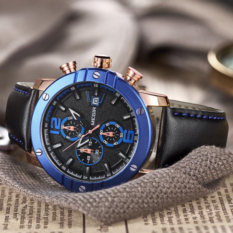 MEGIR Men's Watches Multifunctional Timing Waterproof Calendar Men's Quartz Watches
