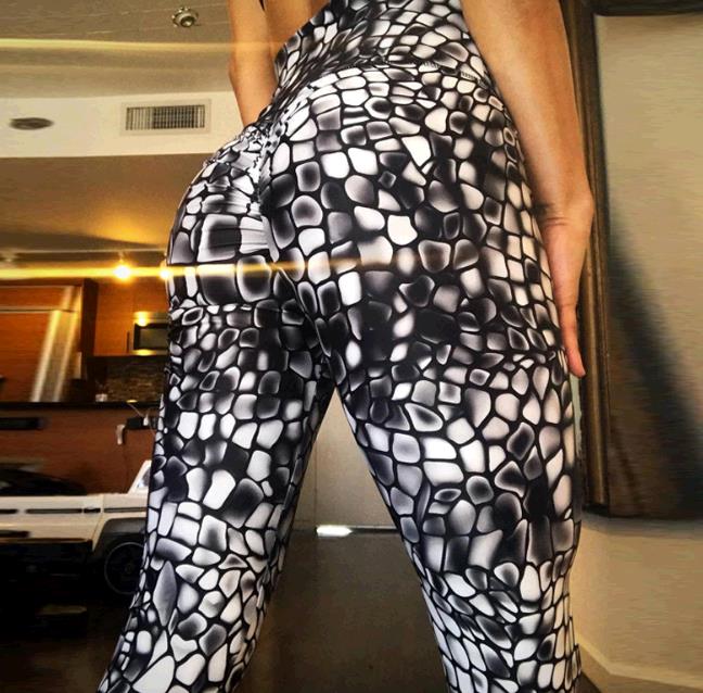 women printing pebble gravel high waist exercise hip fitness yoga leggings