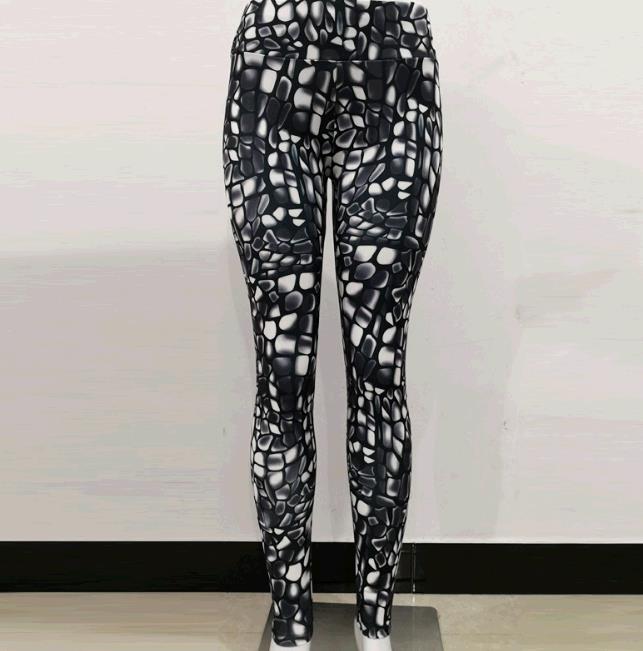 women printing pebble gravel high waist exercise hip fitness yoga leggings