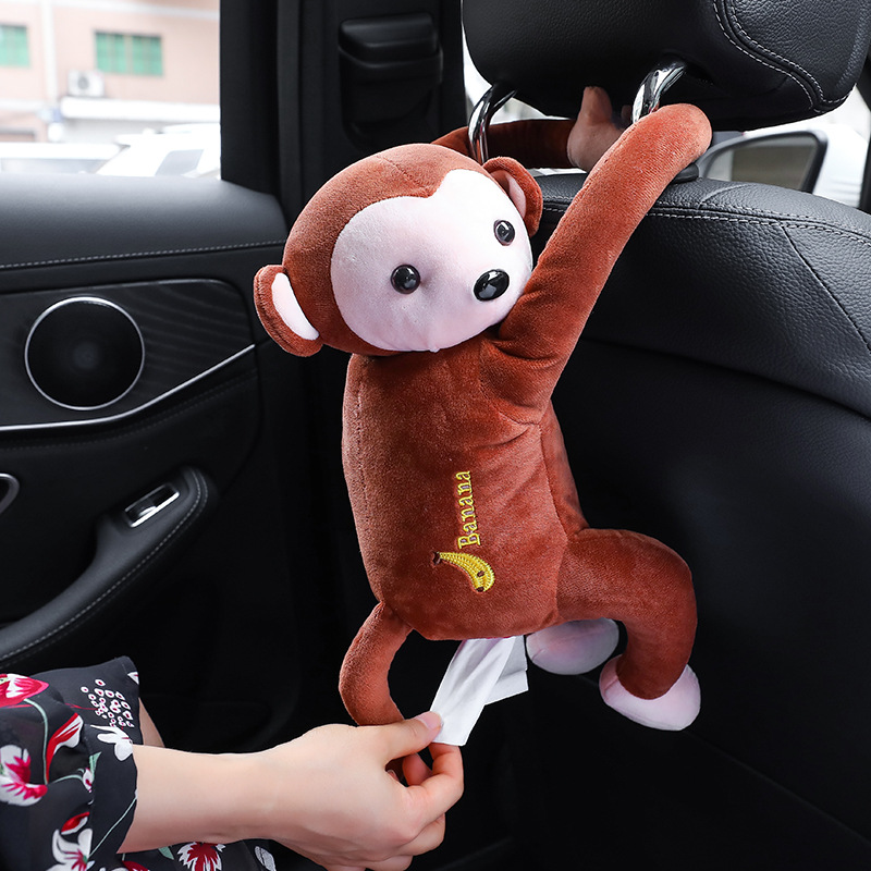 New High Quality Universal Car Armrest Box Monkey Tissue Box Creative Cartoon Cute Tissue Holder Car